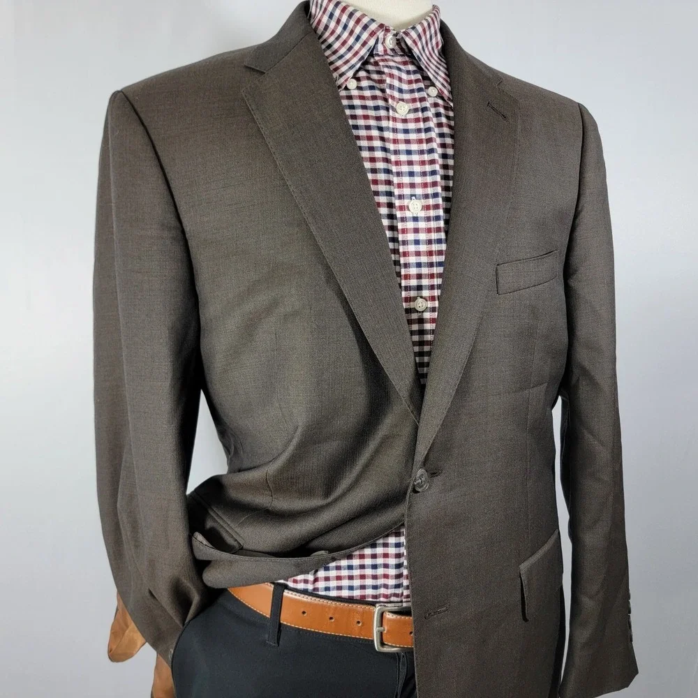 JOS A BANK Chester Men's Sport Coat Blazer Two Button Brown Herringbone Wool 43R